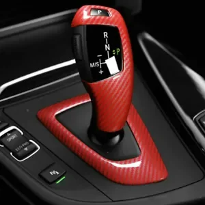 LHD Red Carbon Fiber Sport Shift Knob Cover Shift Head Sticker Suitable For BMW F10 F20 F22 F30 F32 F25 F26