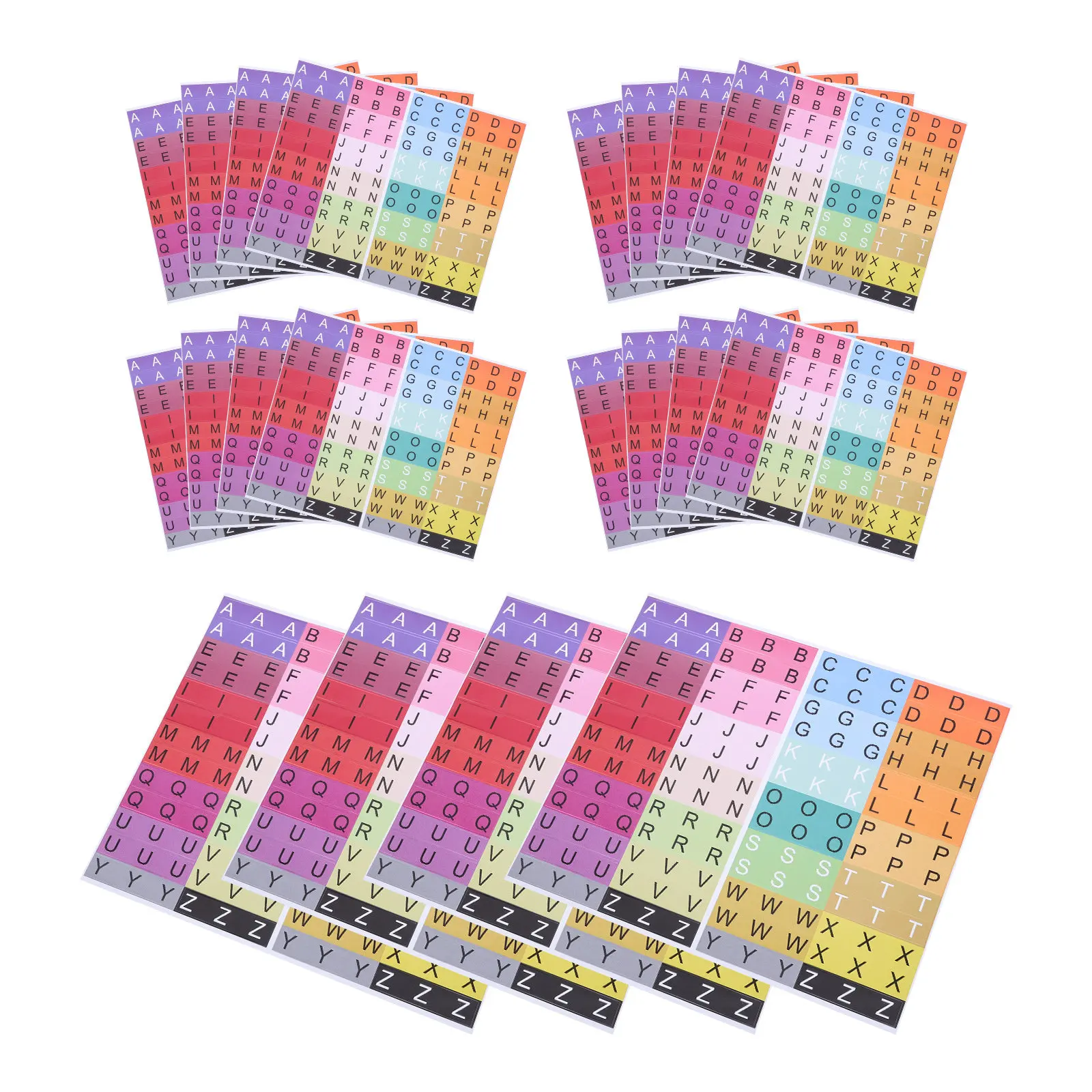 20Sheets Book Spine Label Alphabet Stickers Colorful Classification Labels Clear English Letters Self Adhesive