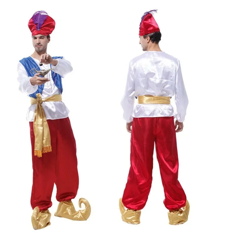 mens halloween costumes for men adult party jasmine aladdin costume Lamp genie Adam prince Fantasia Boy Arab Clothing cosplay AS