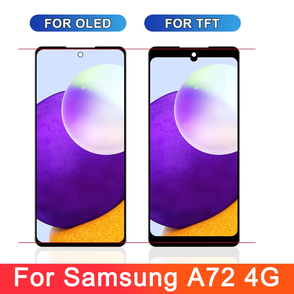 AMOLED For for Samsung Galaxy A72 4G A725 LCD Display Touch Screen Digitizer Assembly For Samsung A725F With Frame Replacement