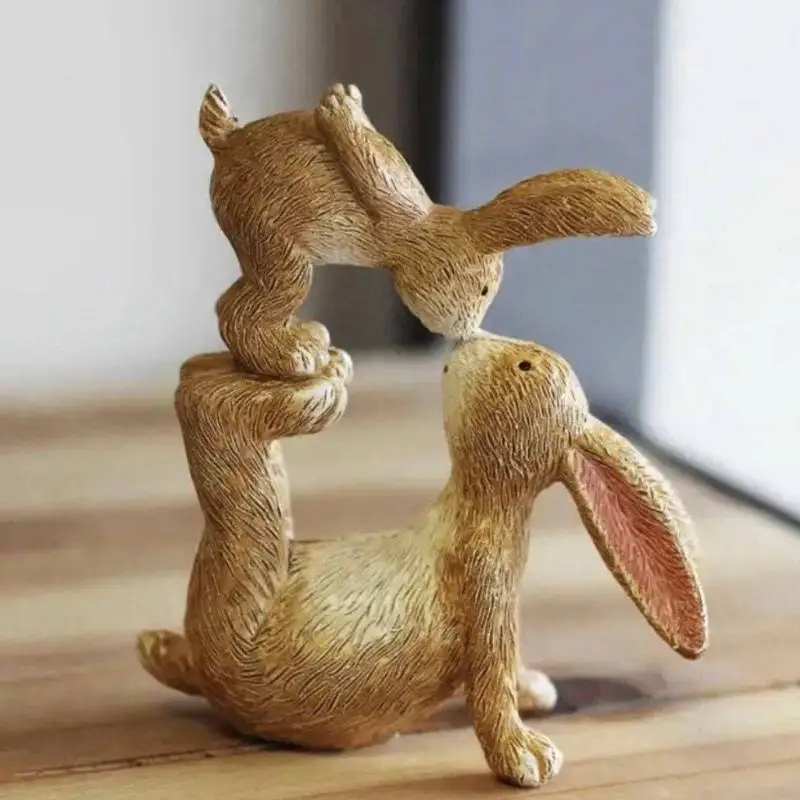 2025 New Kiss Rabbit Statue Representing Warmth And Styles Resin Easter Gift Couple Animal Figurine For Home Or Office