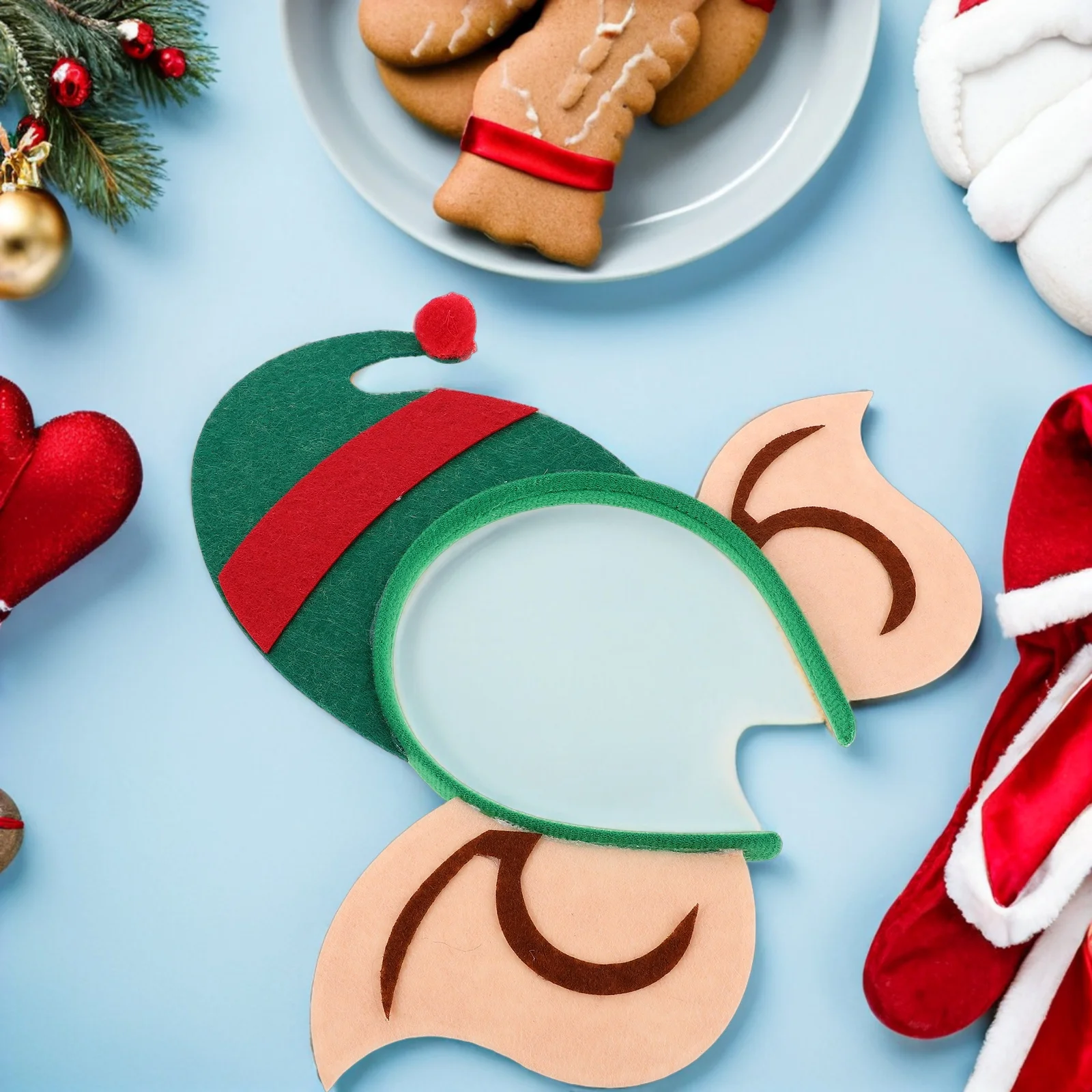 

2pcs Christmas Elf Hat Headband For Women Soft Felt Holiday Party Hair Accessory Photo Booth Prop - Cosplay Costume Xmas