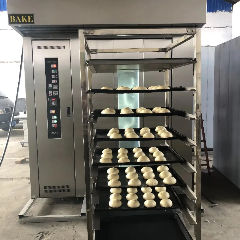 High Quality 16/32/64 Trays High Efficiency Double Trolley diesel Oil Selling Rotary Rack Oven in Stock with Best Price