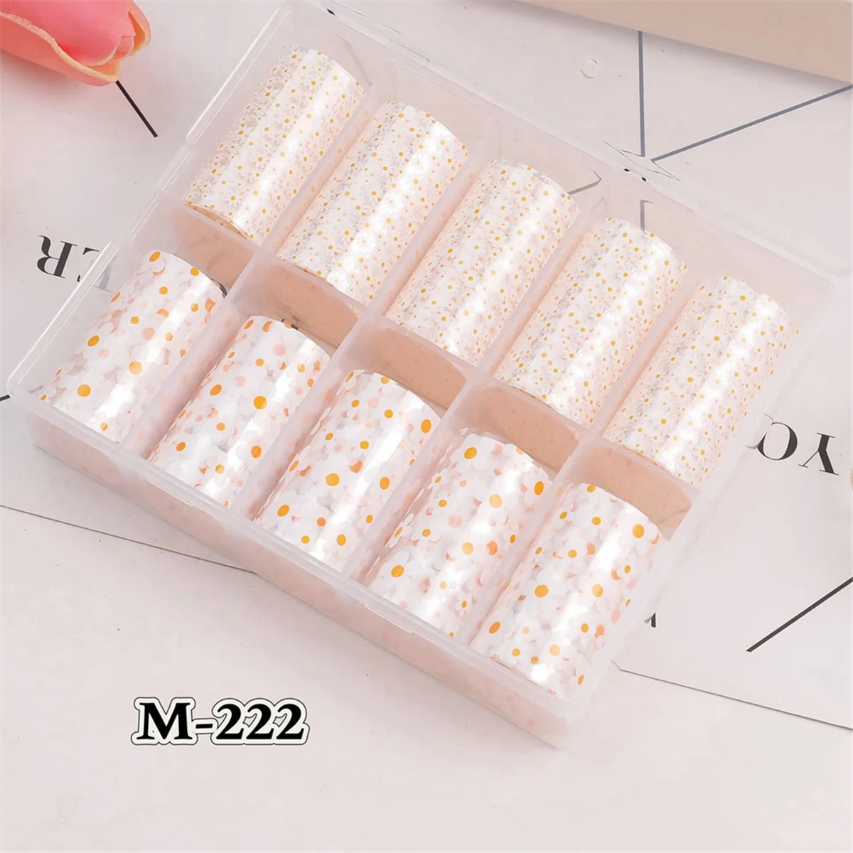 10 Rolls Mini White Flower Nail Transfer Foils Nail Supplies for Nail Art Spring Summer Floral Theme Nail Foil Transfer