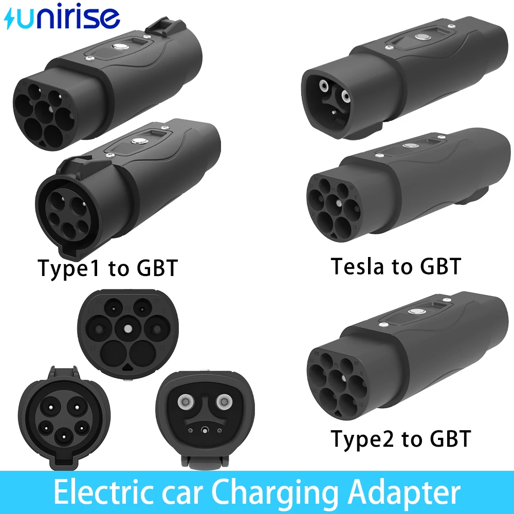 Unirise Type2 to GBT EV Charger Adapter 32A Tesla to GB/T Ev Converter type1 to gbt Connector For Electric car Charging Adapter