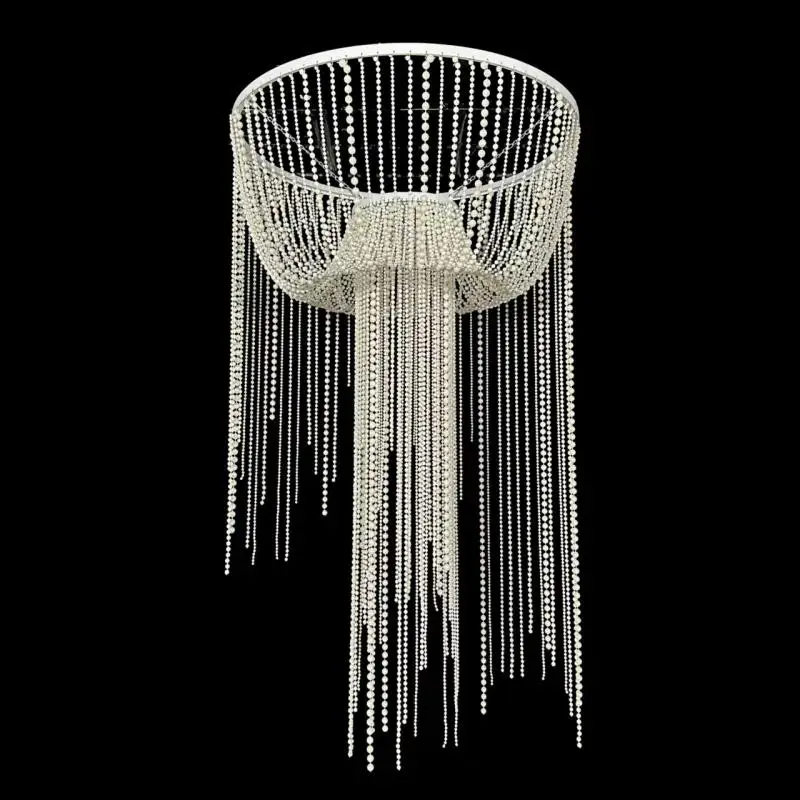 

Romantic Pearl Pendant Chandeliers with Beads Strings And Rings for Ceiling Decoration Wedding Banquet Hall Hanging Accessories
