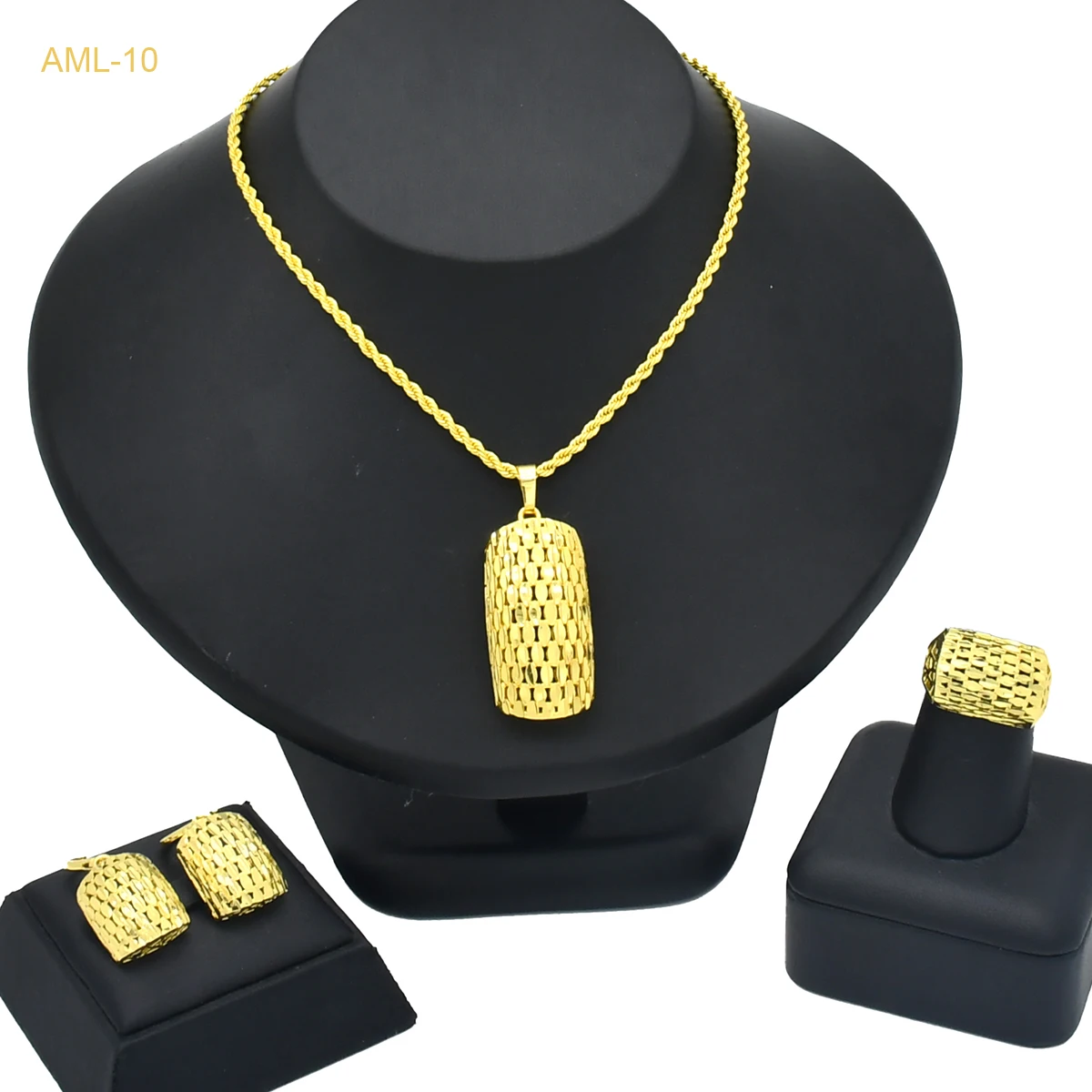 XUHUANG Dubai Gold Color Necklace Sets With Pendant for Women Ethiopian Bridal 3Pcs Jewelry Set Indian Jewellery Party Gifts 24k