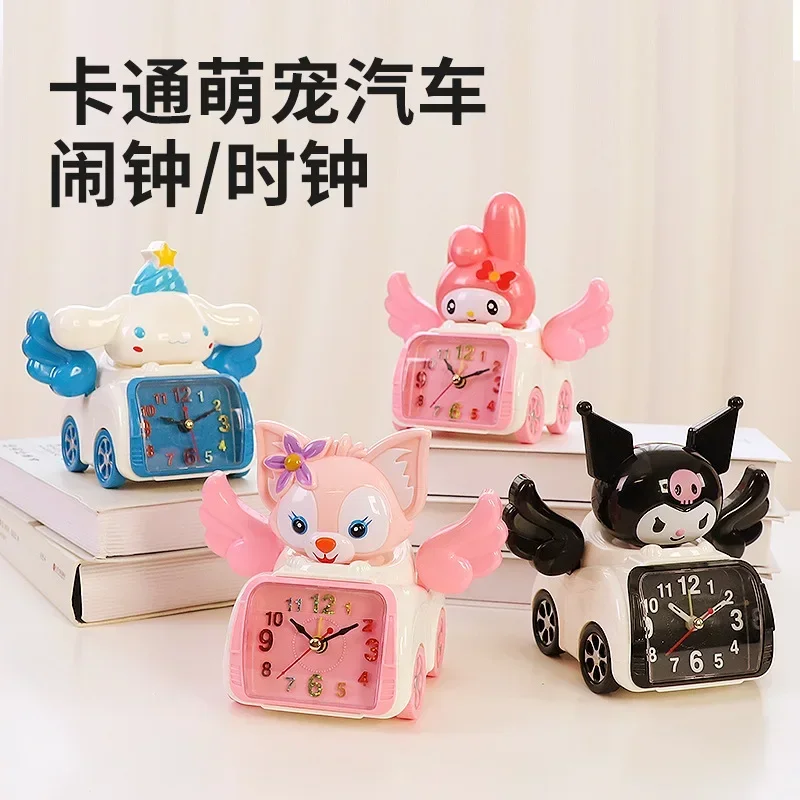 New Hello Kitty Anime Kuromi Kawaii Sanrio Funny Car Alarm Clock Cute Cinnamoroll Creative Bedroom Digital Clock Gifts for Kids