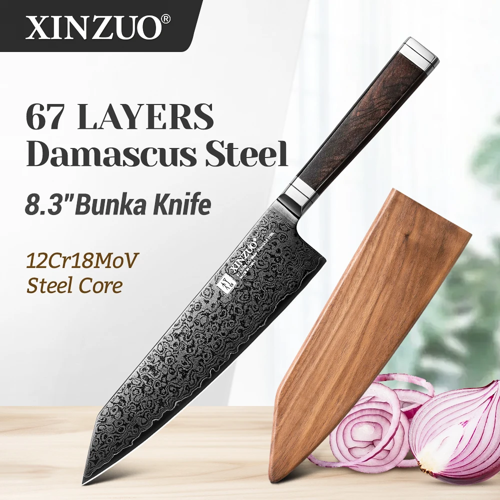 

Профессиональный нож Bunka XINZUO 8,3 дюйма, 67 слоев дамасской стали, эргономичная рукоятка, прочный и устойчивый, для повседневного использования