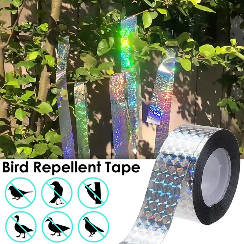 

1pc 80M bird repellent silver ribbon, plastic double-sided reflective tape laser, humanized bird repellent and insect repellent