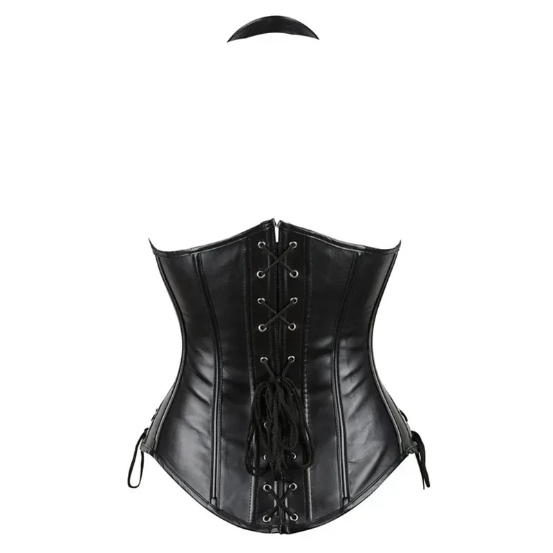 Steampunk Corset PU Leather Underbust Sexy Top For Women Vest Waist Gothic Basques Shaper Strap Bustiers