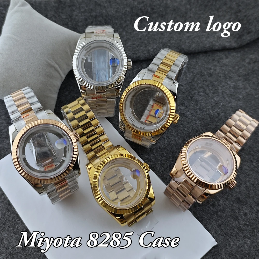 Miyota 8285 case stainless steel case custom logo dial sapphire glass suitable for 8285 movement watch accessories