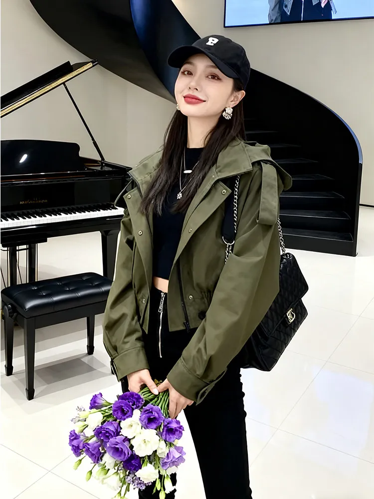 

Американская женская ветровка-куртка с капюшоном, весна 2026, новая модель, свободный крой, для работы и повседневной носки