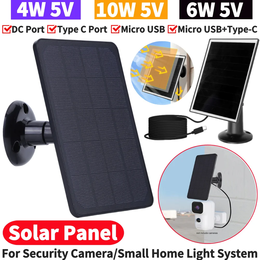 4W 5V Solarpanel Typ-C DC5521 Micro USB Outdoor-Solarzellen-Ladegerät P65 Wasserdicht für Überwachungskameras Kleines Heimbeleuchtungssystem