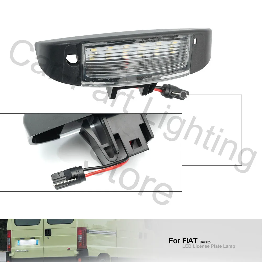 2Pcs LED License Number Plate Light For Fiat Ducato Kasten Bus Van 2000 2001 2002 2003 2004 2005 2006 Rear Plate Lamp