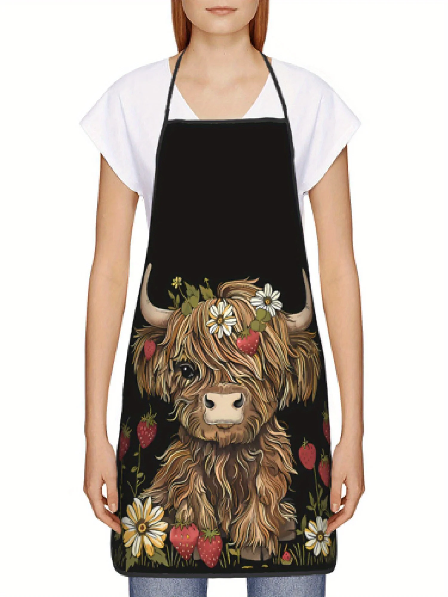 Apron Featuring A Highland Cow Design for Both Men and Women Kitchen Cooking Party Cooking Aprons Adult Baking Accessories