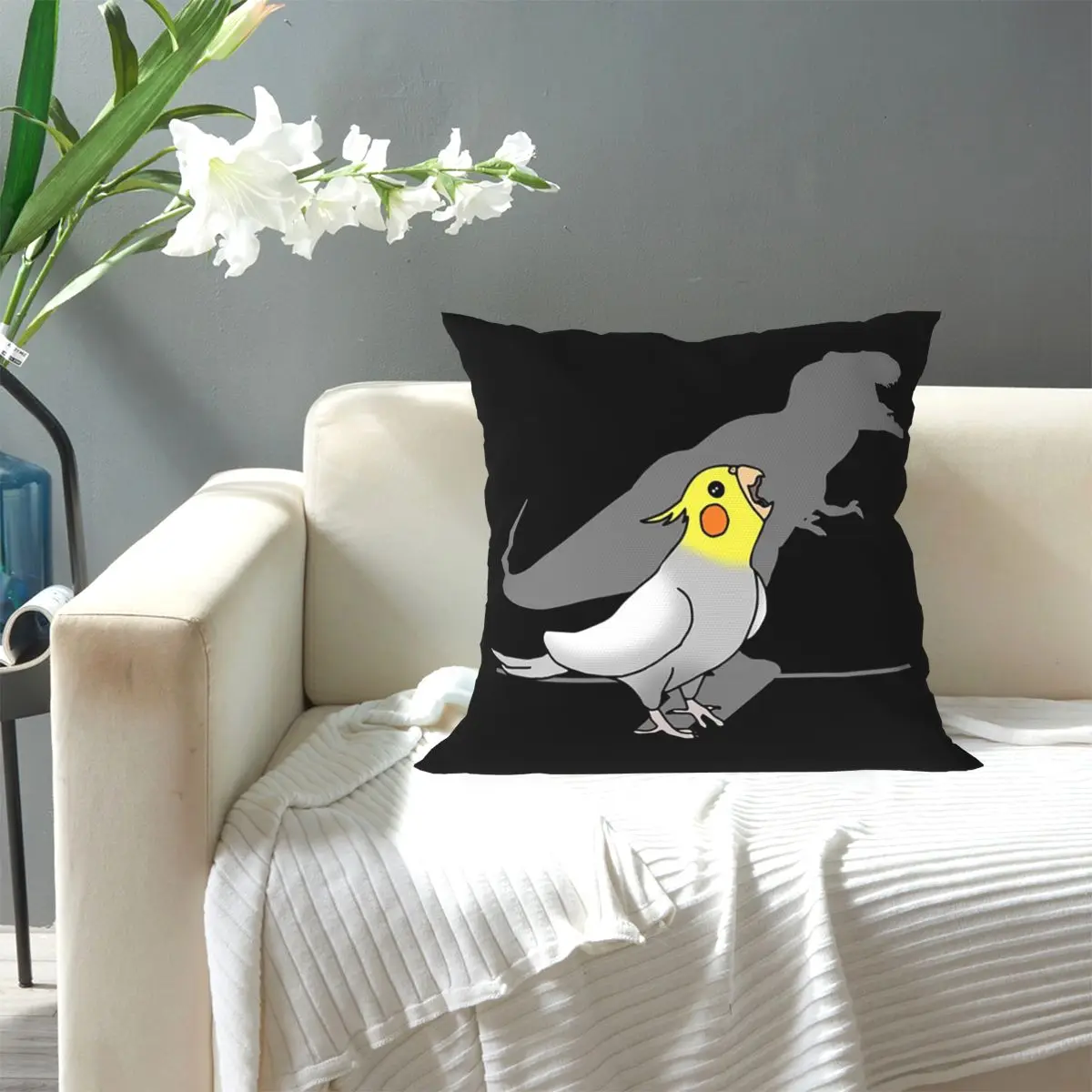 Dinosaur Shadow Cockatoo Cockatiel Square Pillowcase Pillow Cover Cushion Decor Comfort Throw Pillow for Home Car