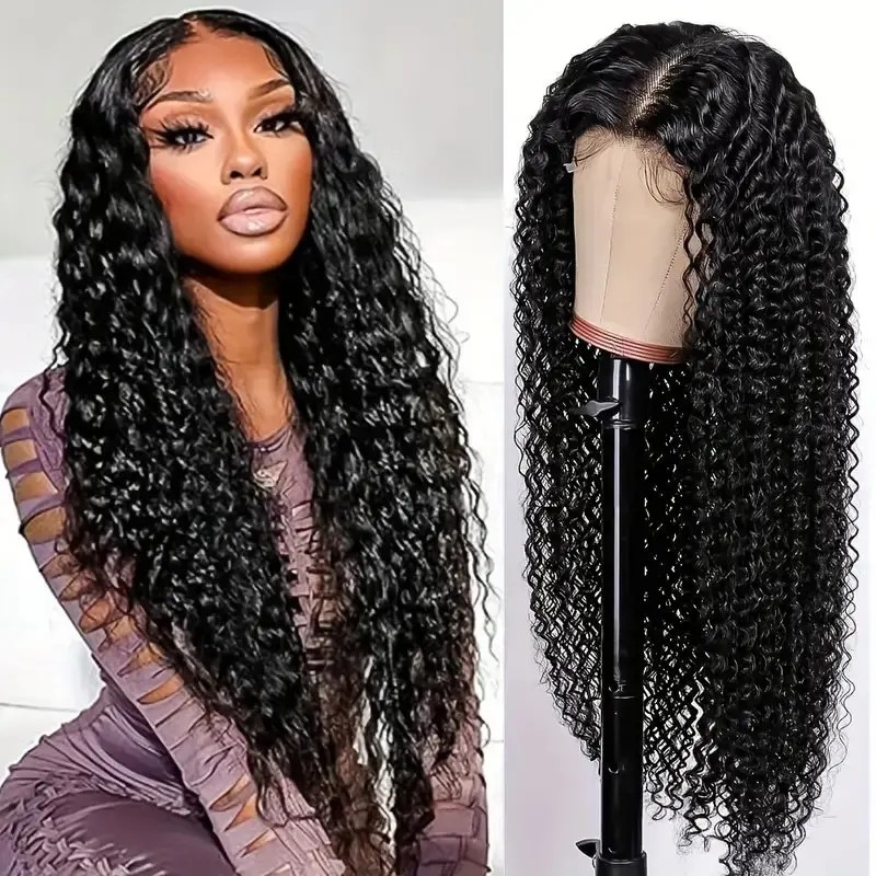 Rosabeauty 13X6 Nature Color Deep Wave 40 Inch 13x4 Lace Front Human Hair Wig 5X5 Preplucked Glueless Curly Wig 250% Density