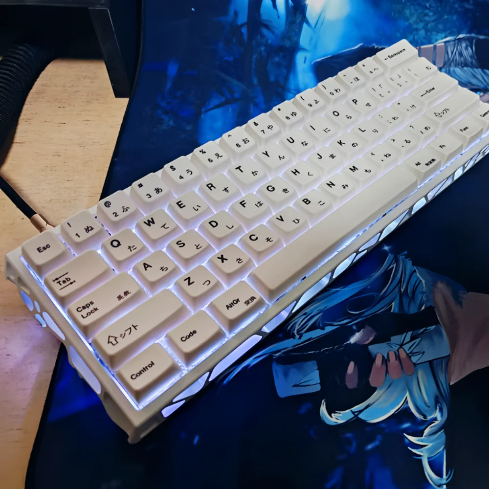 

MDA Japanese Keycap Set with 150 Simple White Keys, Comfortable To Use, Compatible with 61/65/75/87/104/108 Mechanical Keyboards