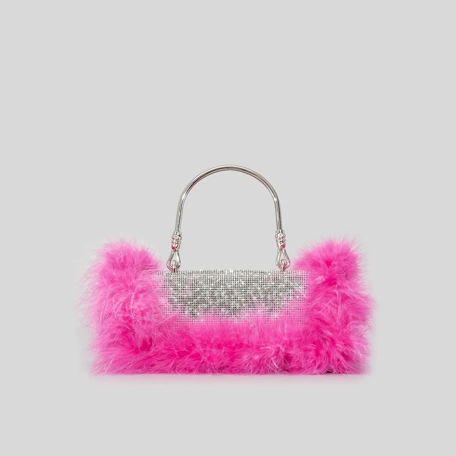 

Fashion Luxury Tote Prom Bag Ostrich Fur Bling Diamonds Evening Clutch Bag Women Small Day Party Designer Day Purse Crossbody