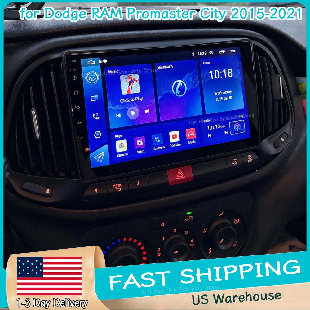 9''Android15 Car Stereo Radio GPS Navi 2+64G for Dodge RAM Promaster City 2015-2021 with Carplay Android Auto Bluetooth WiFi FM