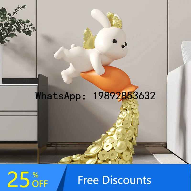 

Rabbit Floor Ornament Large Decoration for Living Room Opening Wealth Gift Company Office