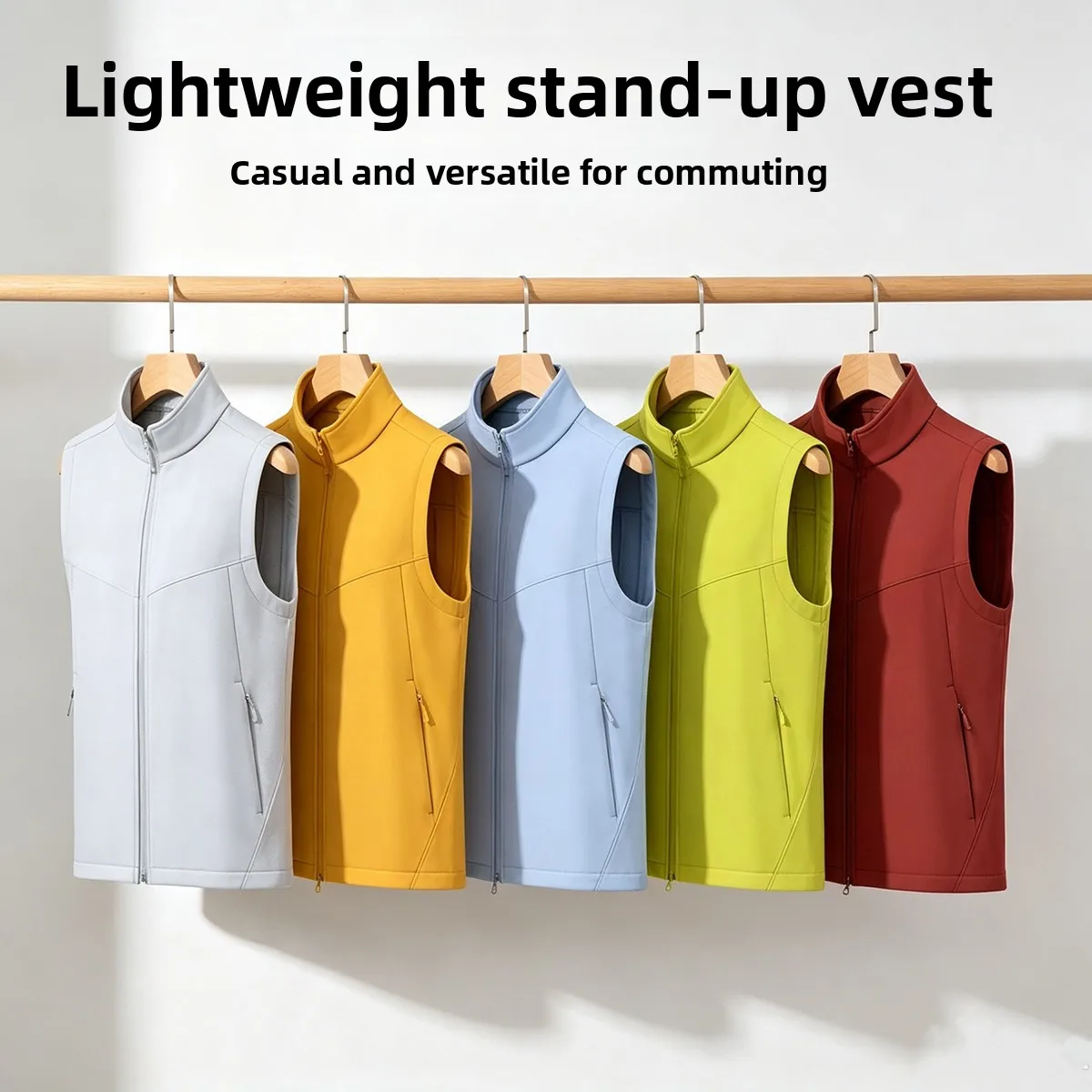 Men's Outdoor Soft  Vest Lightweight Warm Fitting Stand Collar Windproof Water Resistant Autumn Winter Casual Style Poly...