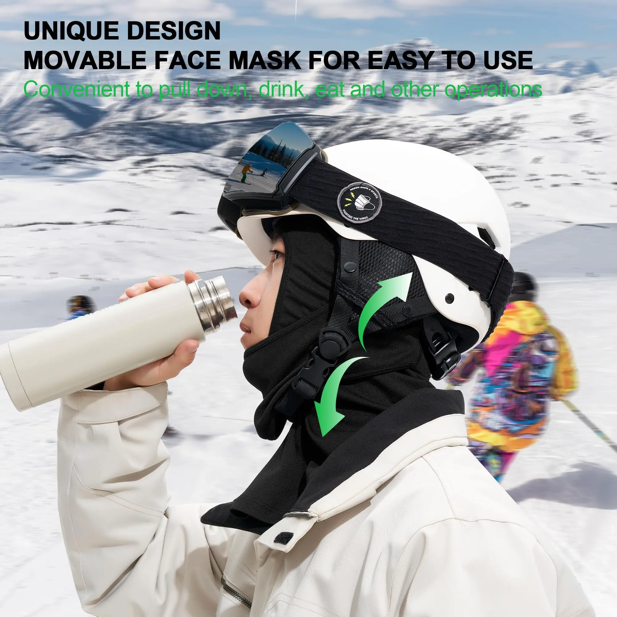 قناع بالاكلافا للتزلج غطاء كامل للوجه للرجال والنساء قناع وجه كامل مسامي للتزلج والرياضات الخارجية #4