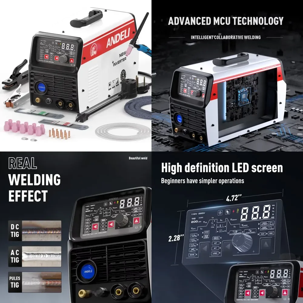 【2026 Hot Selling】 ANDELITIG-200PE LED 220V AC DC Remote Control Current TIG Welder TIG Welding Machine AC DC TIG Cold Pulse