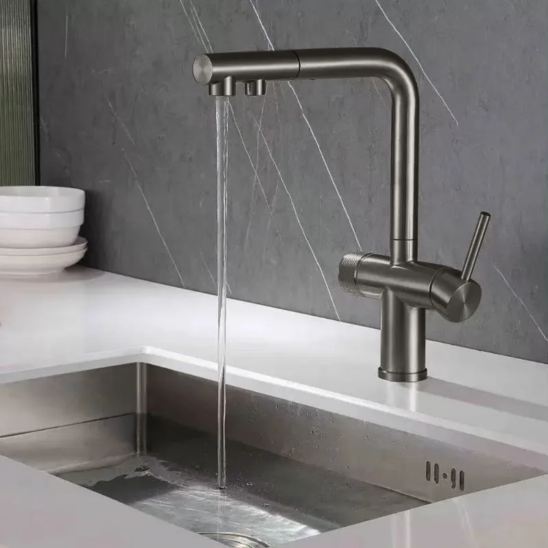 Cold And Hot Mixer Faucet Water Purifier Stainless Steel 304 Tap Kitchen Faucet With Pull Down Sprayer