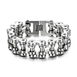 Silver Mens Weight Bracelets, Motorcycle Biker Bicycle Chain Link Bracelets For Men/Women, Punk Stainless Steel Jewelry