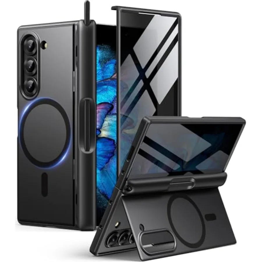 

Защитный чехол для Samsung Galaxy Z Fold 6 с защитной пленкой для экрана [совместим с MagSafe], встроенной подставкой, слотом для S Pen и защитой шарнира