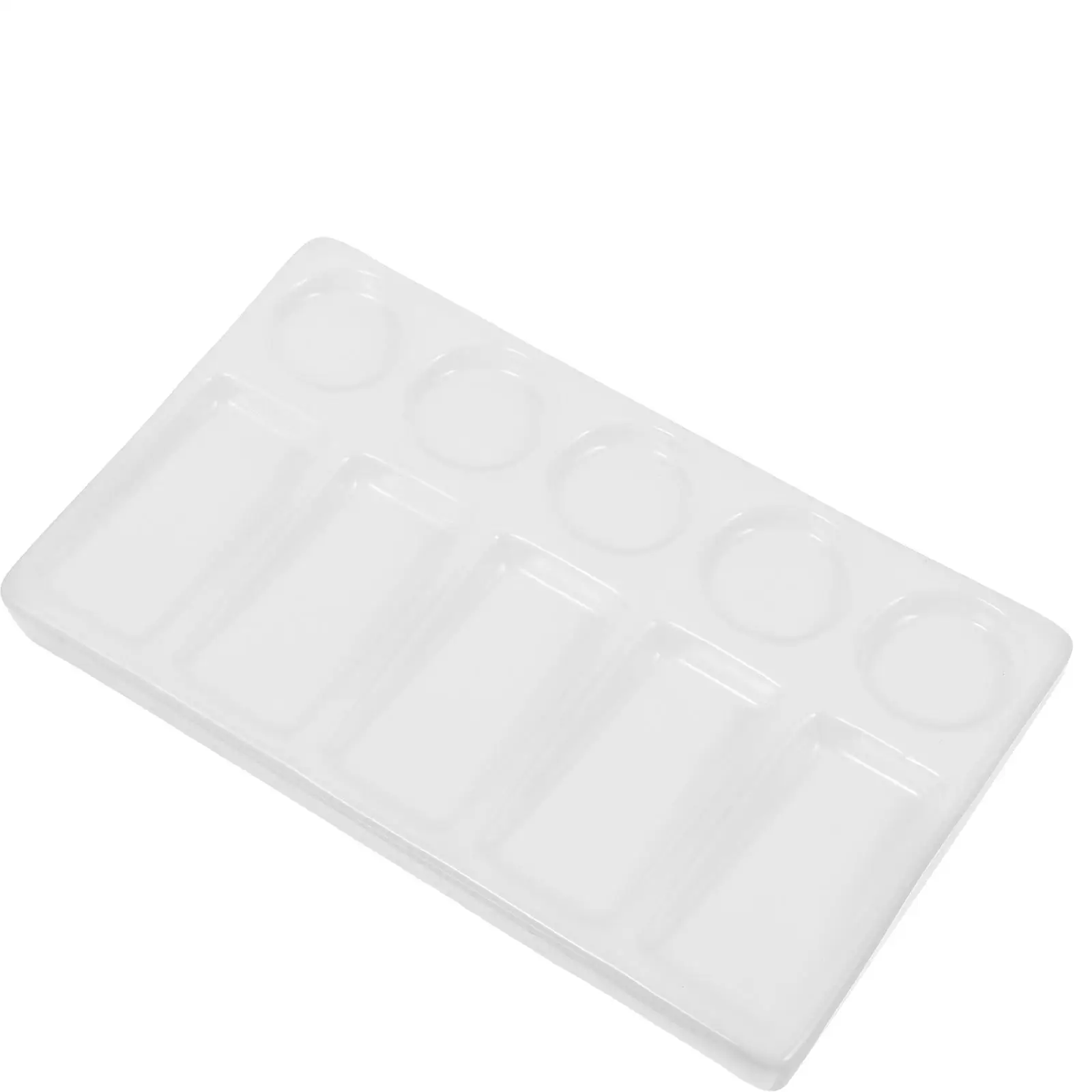 Rectangular Palette 5 Round Wells 5 Rectangular Easy Clean White Ceramic Look Plastic Ideal Watercolor Gouache Acrylic Oil