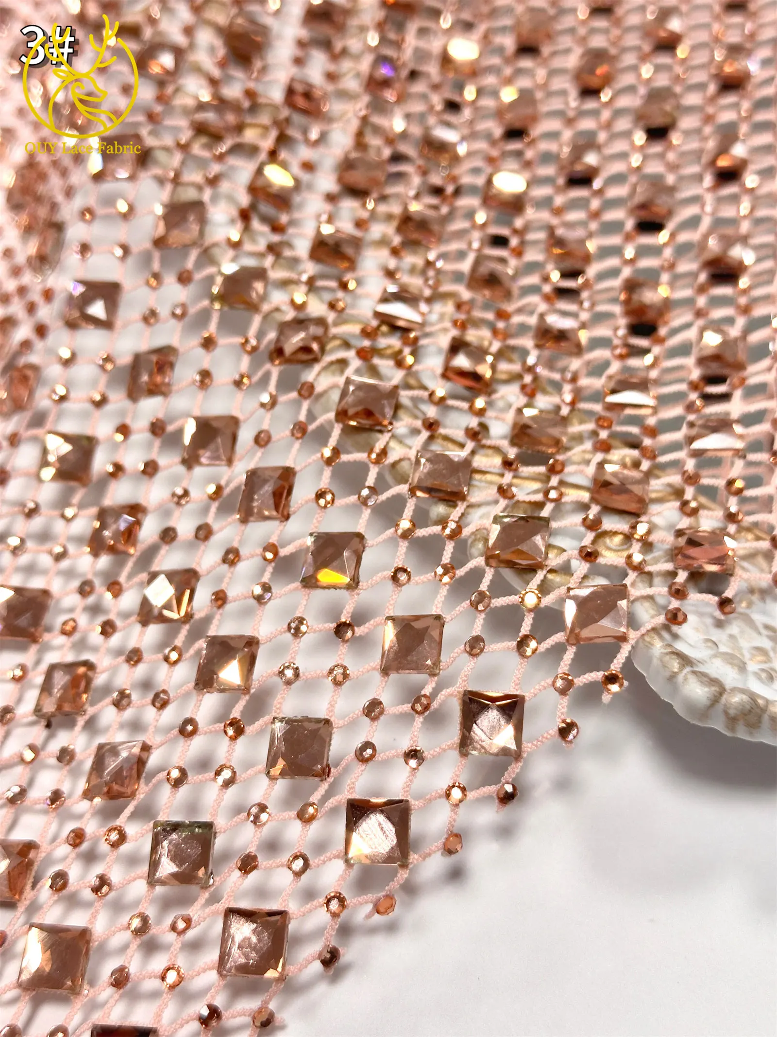 Luxuriöse High-End Abendkleider für Damen aus französischem Juwelen-Stretchstoff 2026 – Hochwertige afrikanische Glasrhinestone-Spitzenstoffe – Detail 12