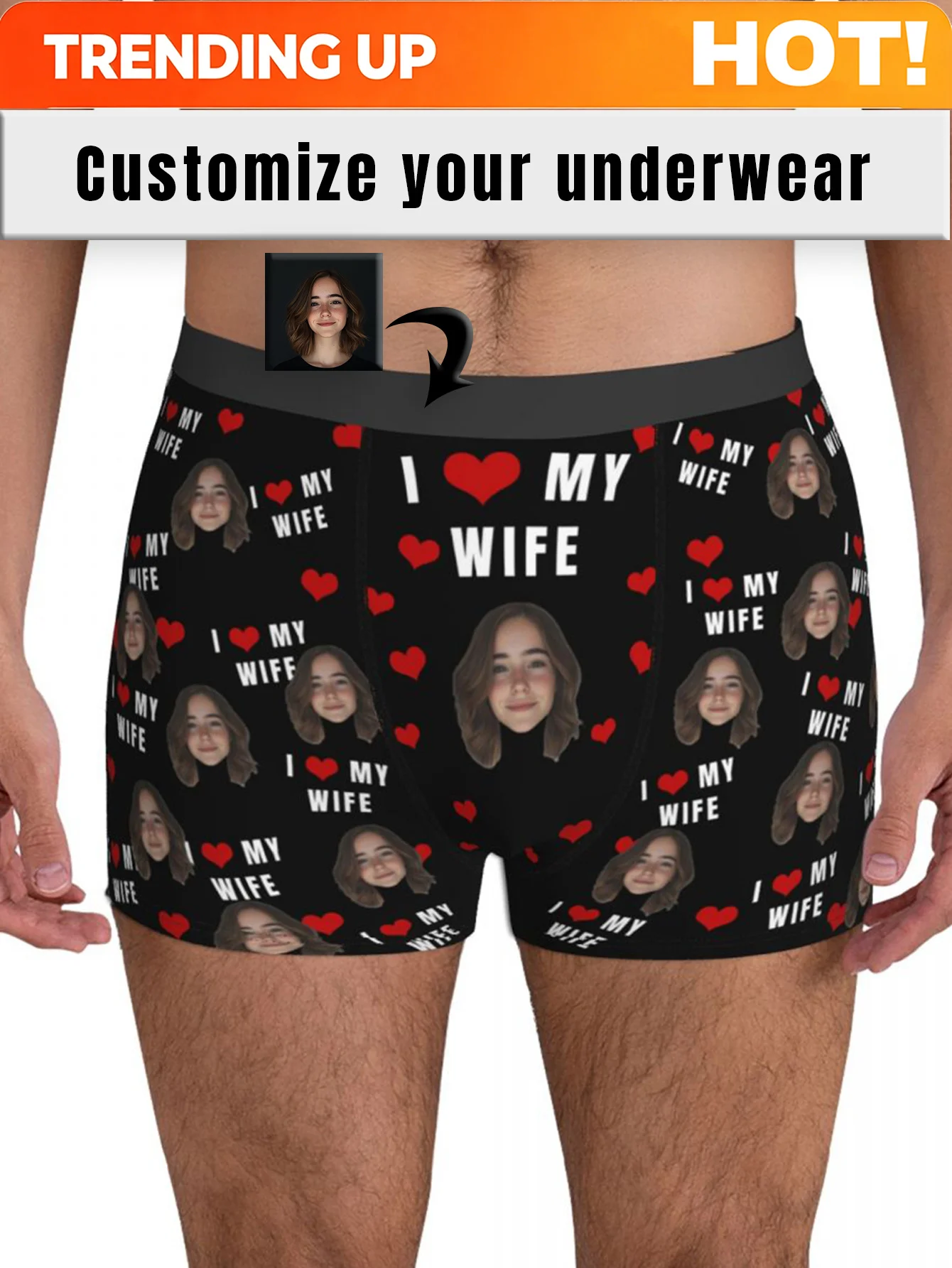 Personalized Face Photo Underwear Custom Boxer Briefs Custom Men Valentine's Day Gift For Husband Anniversary Gift for Dad