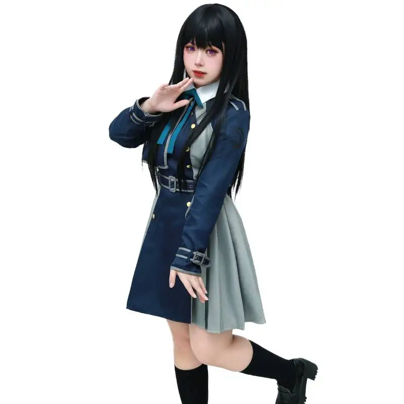 DAZCOS Lycoris Recoil Cosplay Costume Nishikigi Chisato Cosplay Inoue Takina School Uniform Dress Halloween Outfit for Women