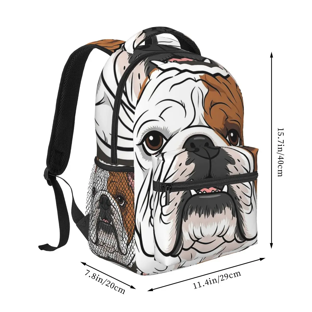 British English Bulldog Dog Face Nose Backpack Student Boys Girls BookBag Kids School Bag Computer Shoulder Bags for Men Women