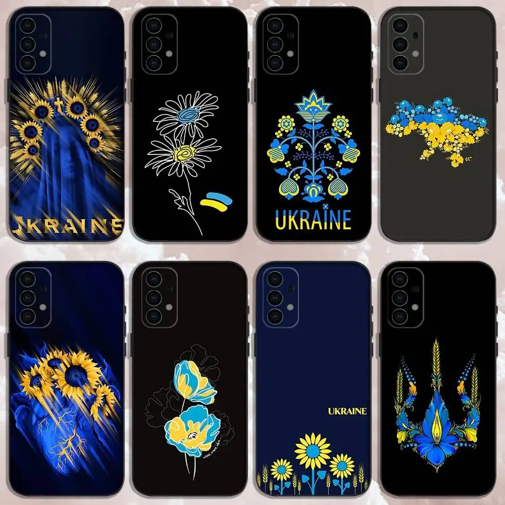 

U-Ukraine Flower Art For Samsung Galaxy A73,31,32,72,41,53,52,71,22,5G,Note,J7,8,9 Soft Black Phone Case