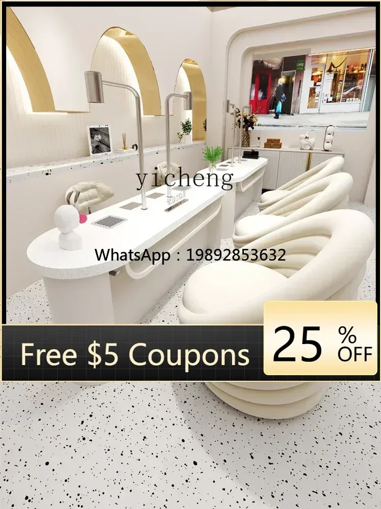 H9- High-End Stainless Steel Multi-Functional Nail Table and Chair Suit Embedded High-Power Vacuum Cleaner