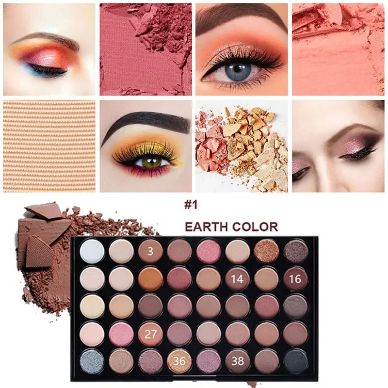 Kosmetyki 15/40 kolorów Pigmenty Matte Glitter Eyeshadow Palette Zestaw do makijażu Wodoodporny Nude Shimmer Eye Shadow Plate dla kobiet