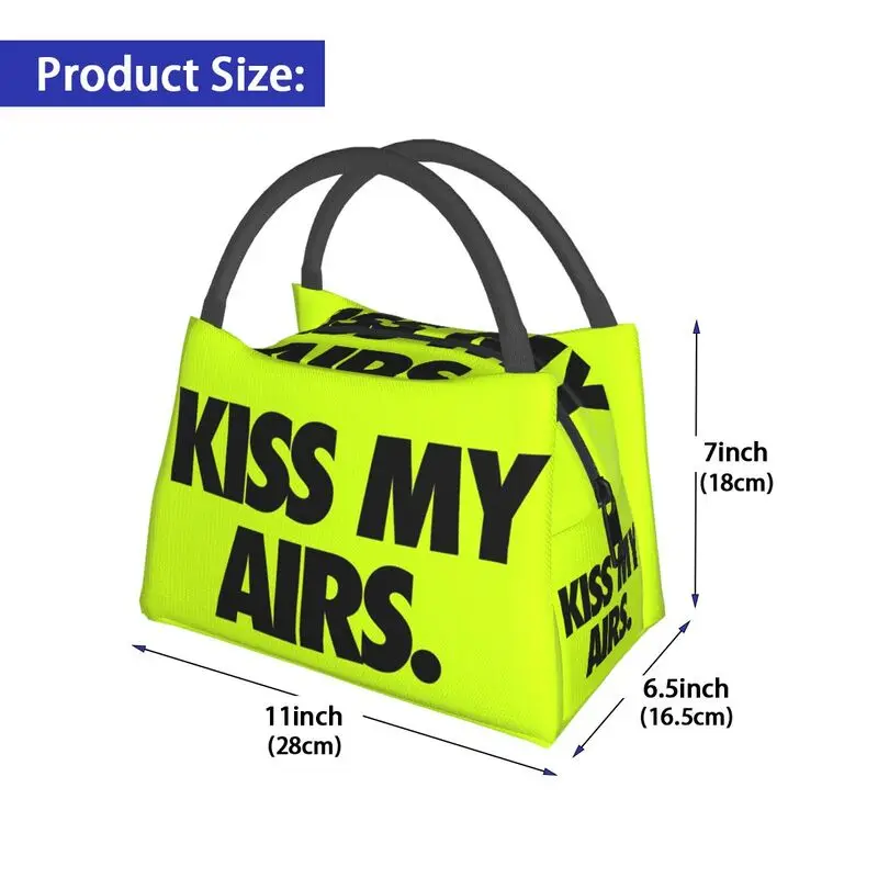 Custom Kiss My Airs Lunch Bags Men Women Thermal Cooler Insulated Lunch Box for Work Pinic or Travel Fruit Fresh Storage Bag