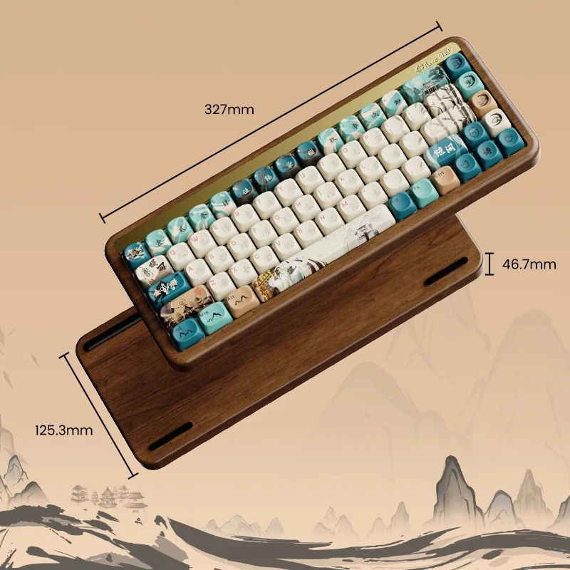 Akko MU01  Wooden Mechanical Keyboard MOA Profile RGB Hot-swappable BT 5.0/2.4G Wireless & Type-C Wired Gaming Keyboard