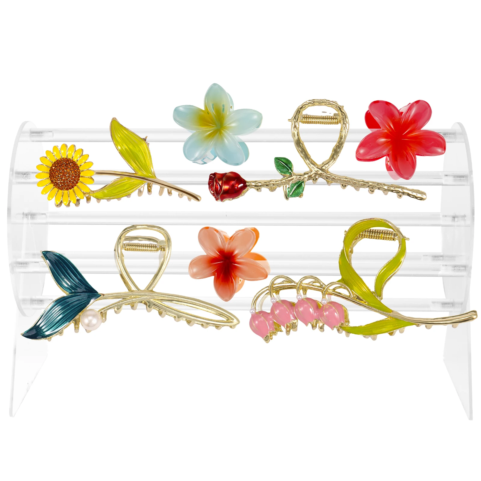 Claw Clip Organizer 360 Degree Rotating Claw Clip Holder Transparent Claw Clip Storage Rack Reusable Hair Clip Display Stand for