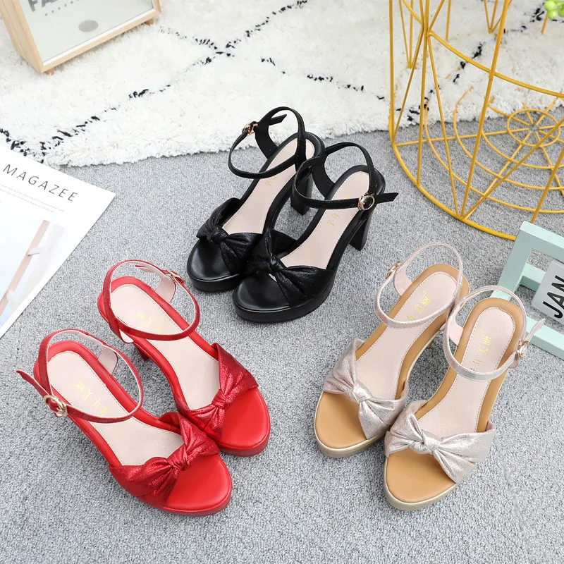 2022 Fashion Bow Peep Toe Women\'S High Heels Summer Sandals Female Wedge Woman Platform Shoe Size 32 34 35 36 37 38 39 40 41 43