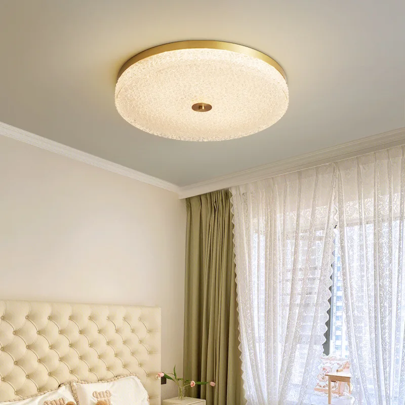 Full copper bedroom ceiling light luxury creative circular new study living room dining room eye protection LED ceiling light