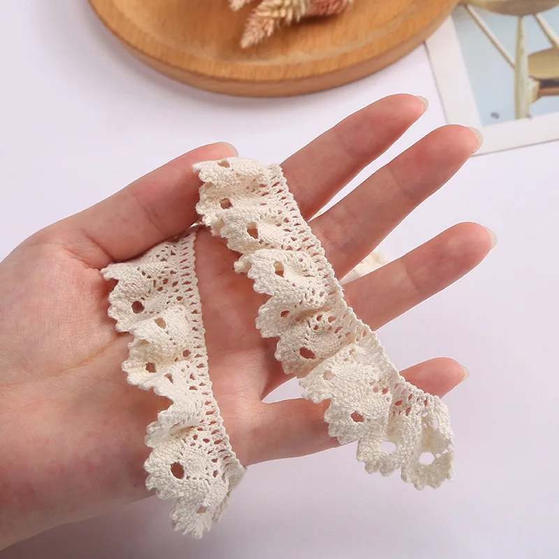 5Yards New 100% Cotton White Beige Elastic Lace Trims High Quality Guipure Embroidery Lace Trim Fabric DIY Sewing  Accessories