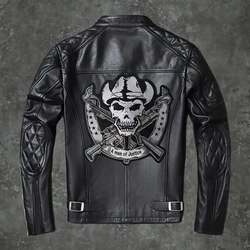 Righteous  Double Gun Skeleton Embroidery  Patch Back Logo Motorcycle Horseman  Personalized Leather Vest Decoration 29*29cm