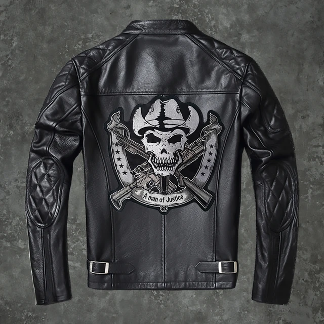 Righteous Double Gun Skeleton Embroidery Patch Back Logo Motorcycle Horseman Personalized Leather Vest Decoration 29 29cm AliExpress