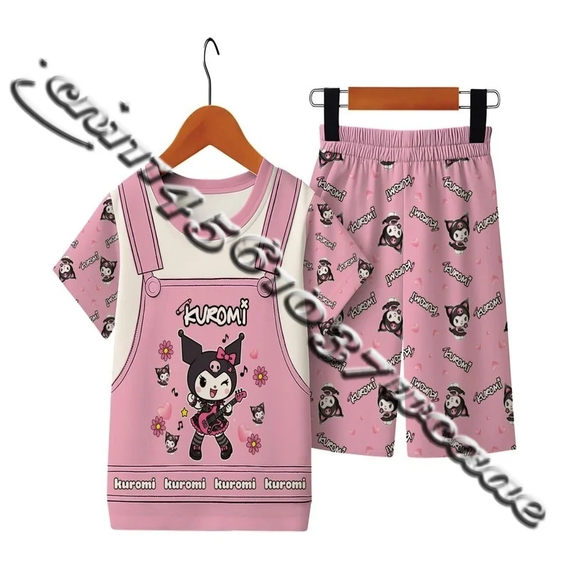 

New Universal Sanrio Brand Family Kuromi Big Ear Dog Pajama Set T-shirt Shorts Summer Casual Pregnant Women's Wear 2026
