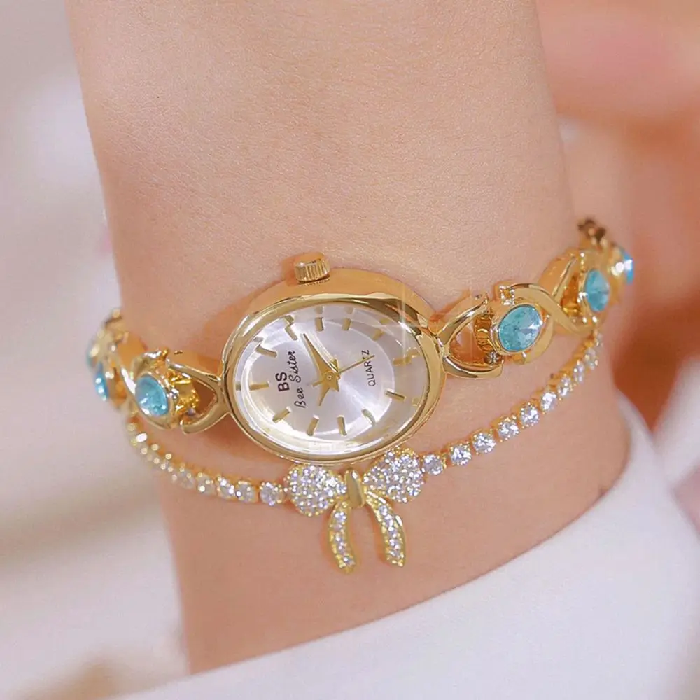 

Fashion Luxury Rhinestone Women's Watch Stainless Steel Band Ladies Bracelet Quartz Wristwatch Elegant Reloj Mujer
